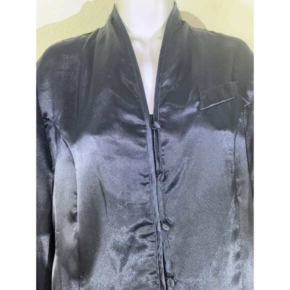 Vintage Jordan Woman Red & Black Striped Long Sleeve Button-Up Blouse Size 10 - Picture 3 of 8